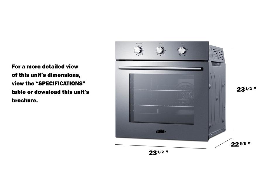 Summit SGW243SS 24 Wide Gas Wall Oven