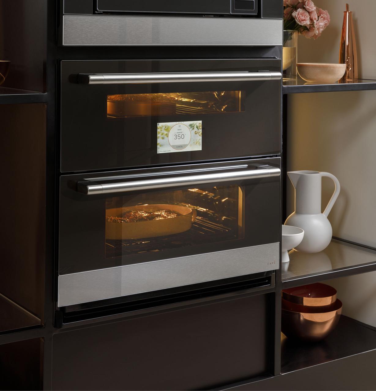 Cafe CTS92DM2NS5 CAF(EBACK)™ 30 Duo Smart Single Wall Oven in Platinum Glass