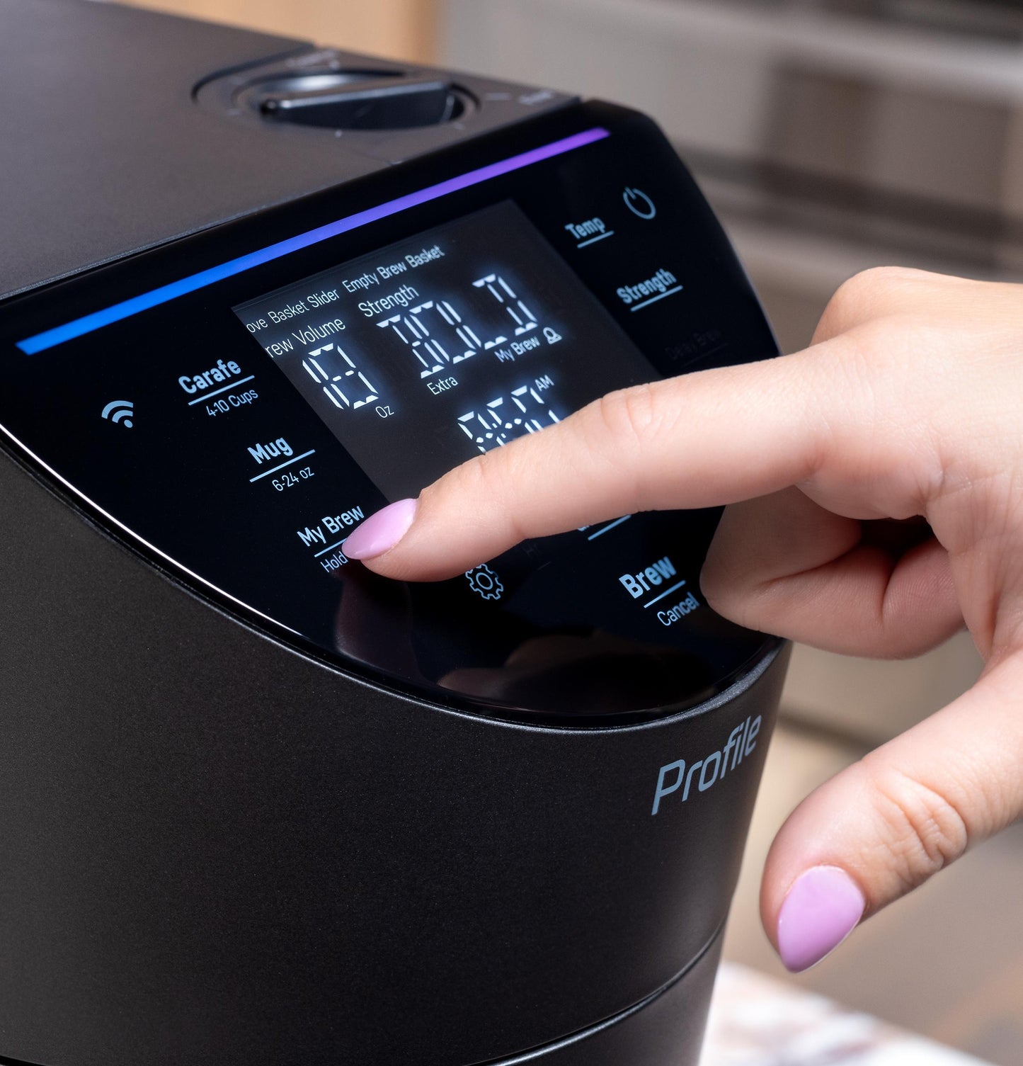 P7CGAAS6TBB GE Profile™ Smart Grind and Brew Coffee Maker with Podless Single Serve