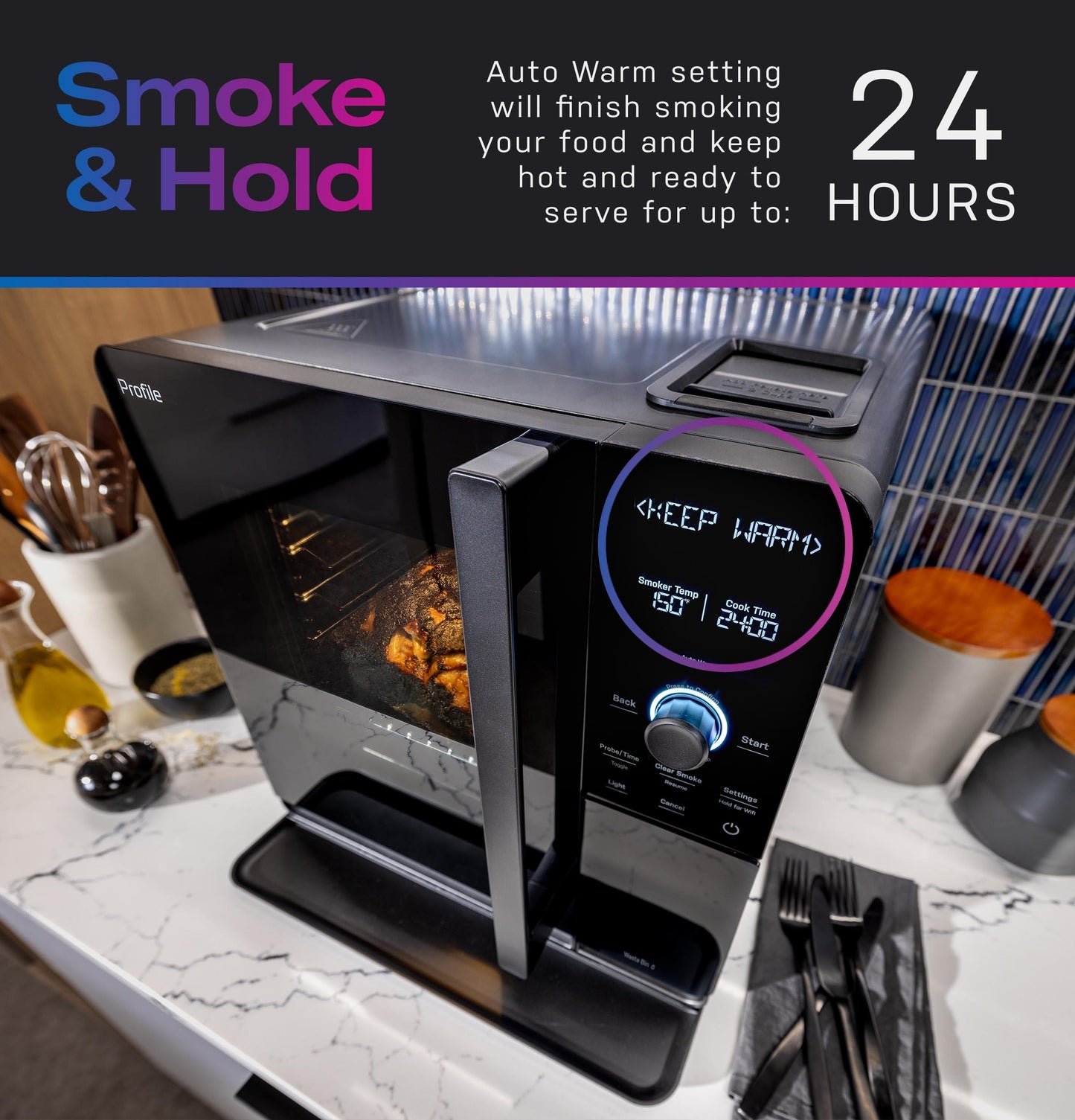 P9SBAAS6VBB GE Profile™ Smart Indoor Pellet Smoker