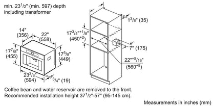Bosch BCM8450UC 800 Series, Built-In Fully Automatic Coffee Machine, Stainless steel, Removable water tank