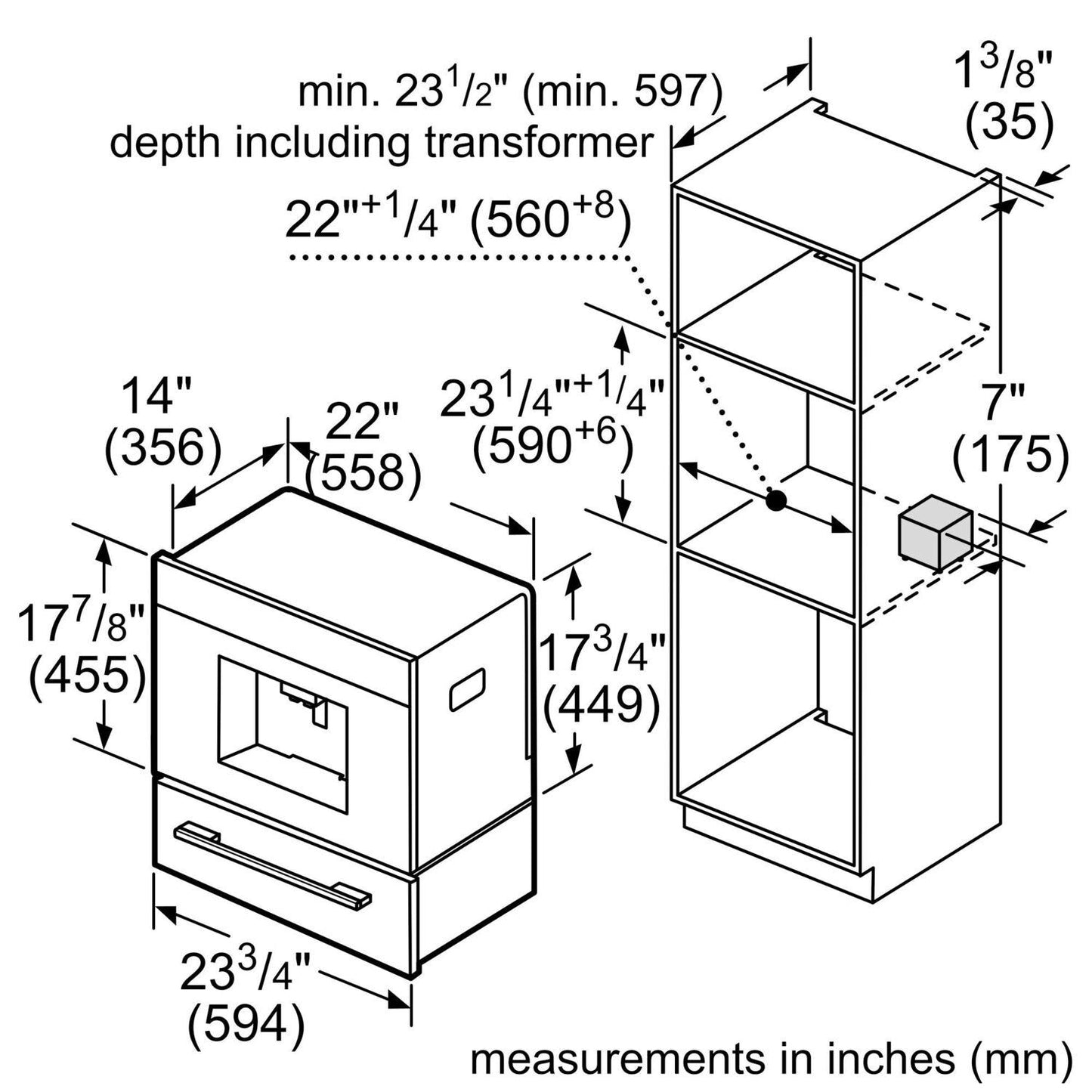 Bosch BCM8450UC 800 Series, Built-In Fully Automatic Coffee Machine, Stainless steel, Removable water tank