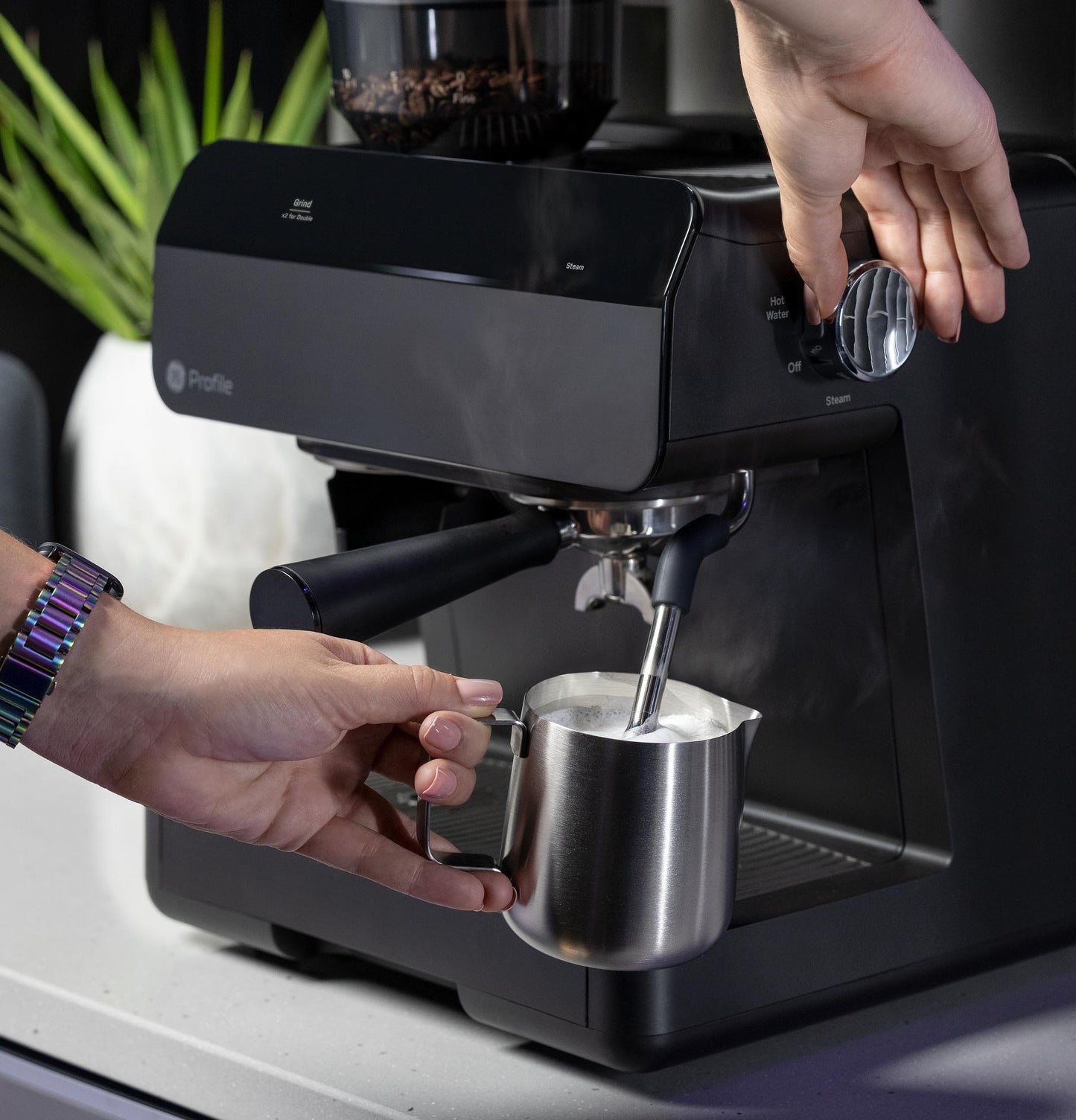 P7CESAS6RBB GE Profile™ Semi Automatic Espresso Machine + Frother