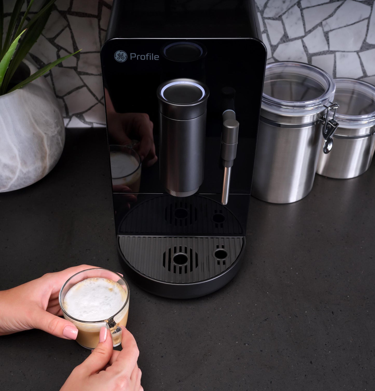 P7CEBBS6RBB GE Profile™ Automatic Espresso Machine + Frother