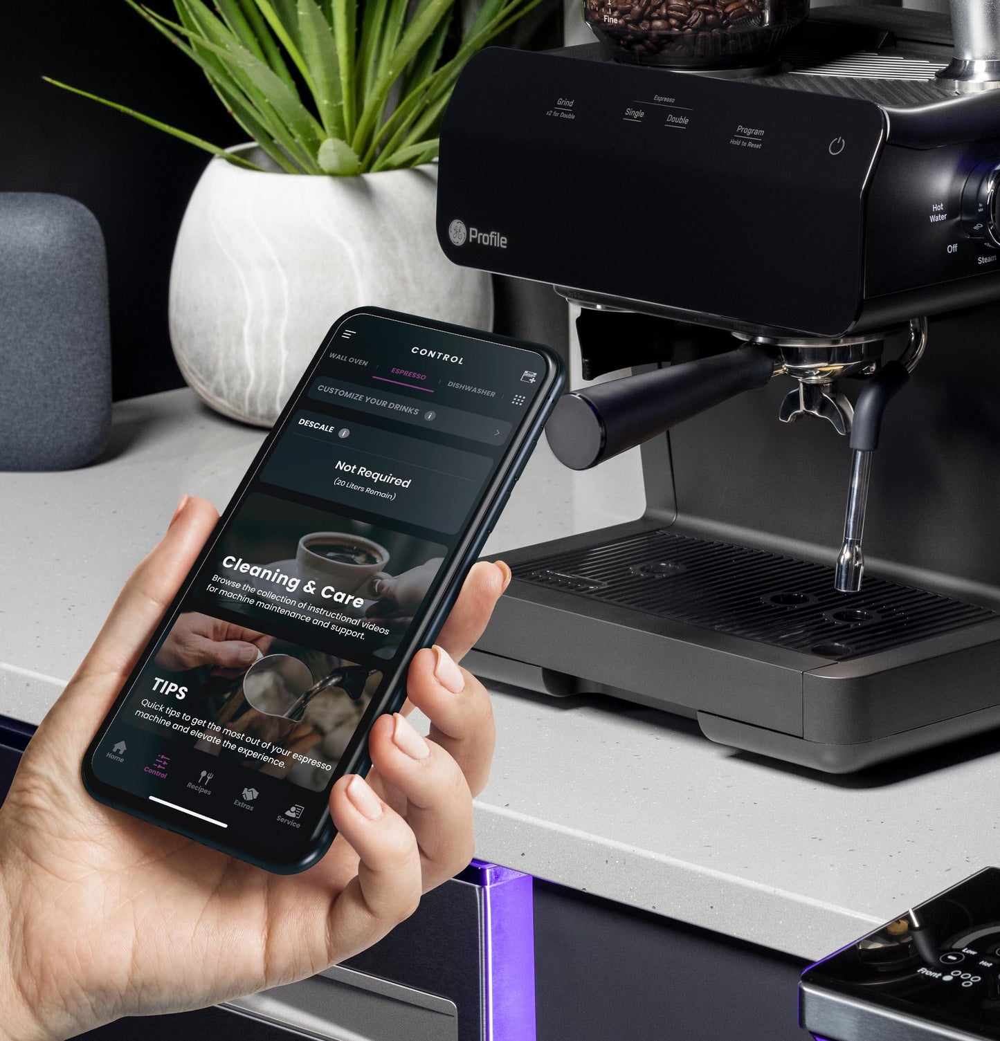 P7CESAS6RBB GE Profile™ Semi Automatic Espresso Machine + Frother